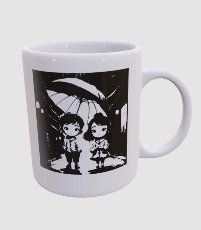 Caneca Casal Sob o Guarda-Chuva - Romance Inspirado em Doramas